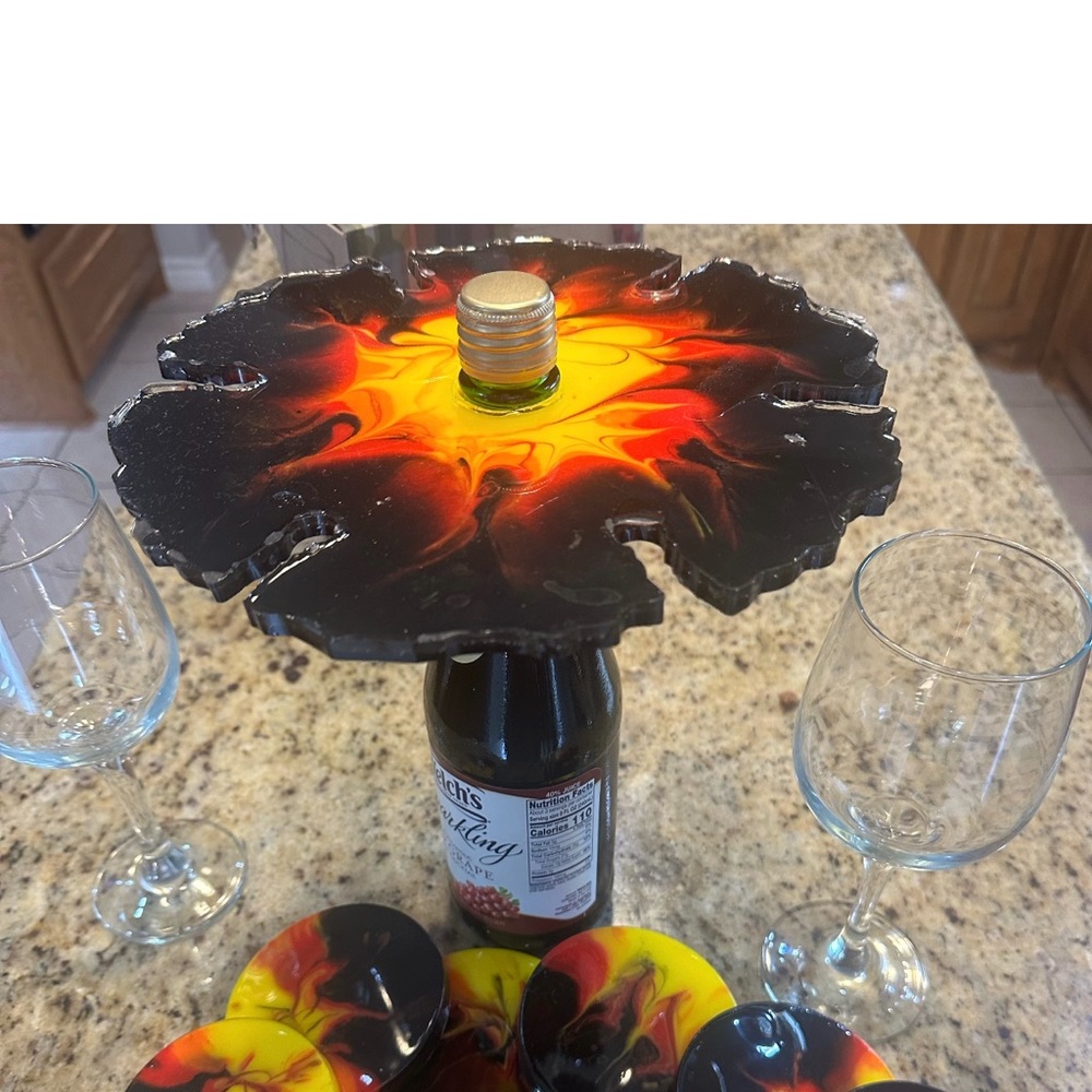 Wine Rack with Coasters - Picture 2 of 2